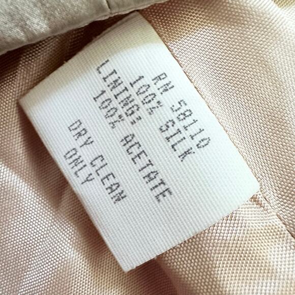 David Meister Vintage Gold Beige Shine Silk Jeweled Buttons Halter Blouse Y2K 8 - Picture 3 of 9